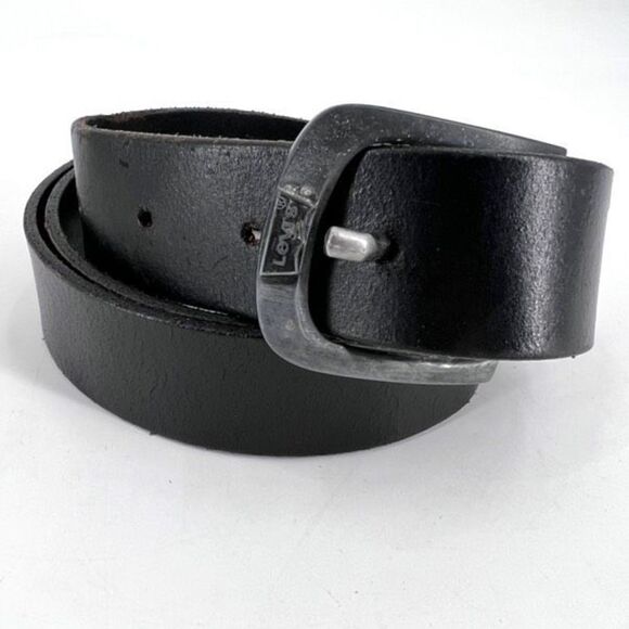 Levi's Men's Bovine Leather Adjustable Metal Buckle Belt Black Size 90/36 - Picture 1 of 10